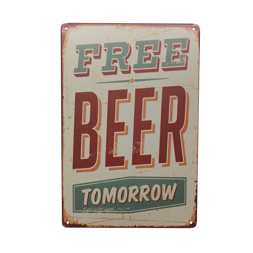 Wine Beer Pub - Free Beer Drink Tin Sign Wine