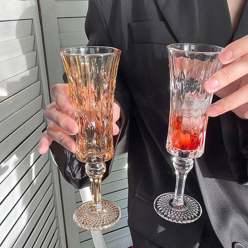 Wine Beer Glass Set - Champagne Glass French Retro Crystal Goblet