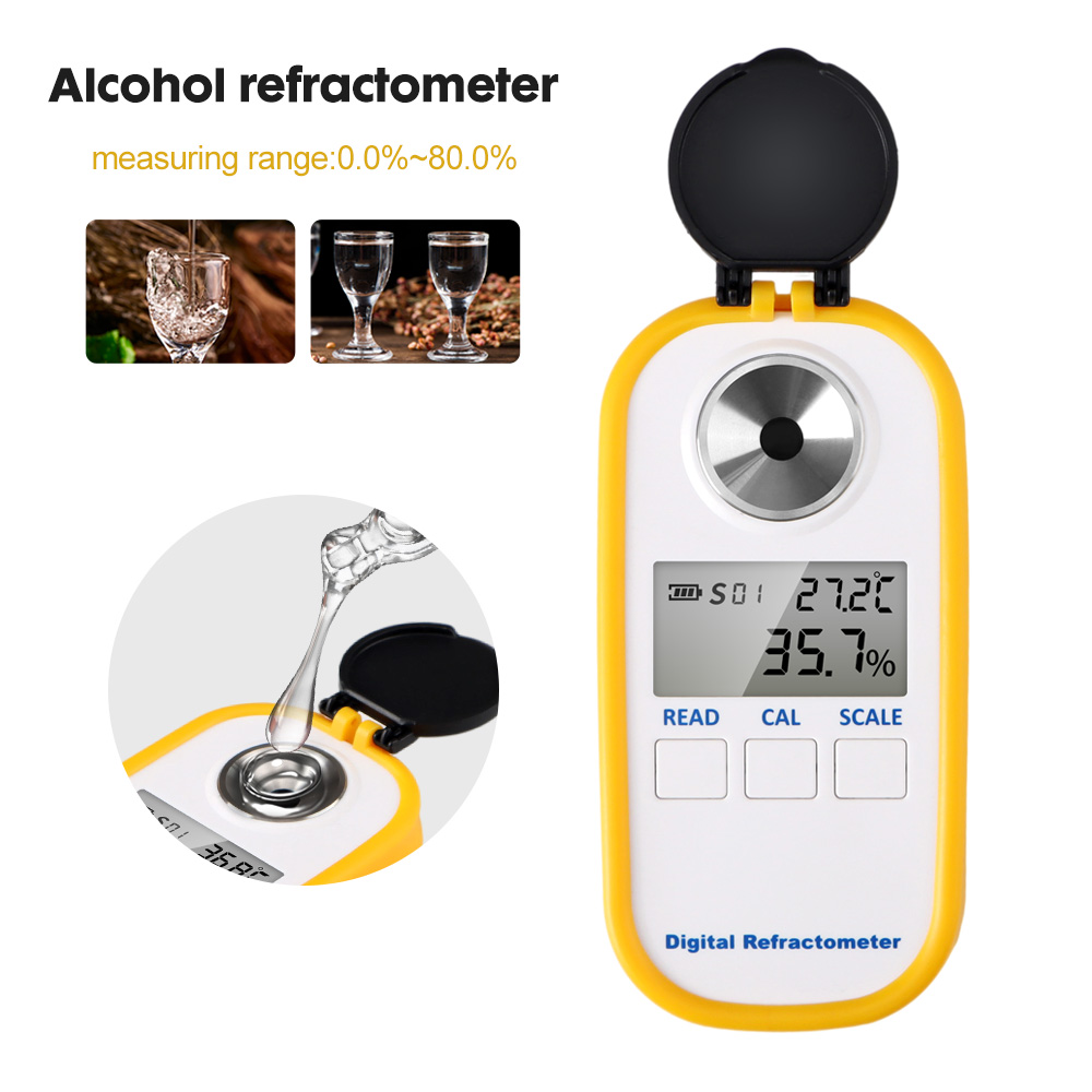 Wine Beer Spirit - Digital Alcohol Refractometer 0-80% High Accuracy