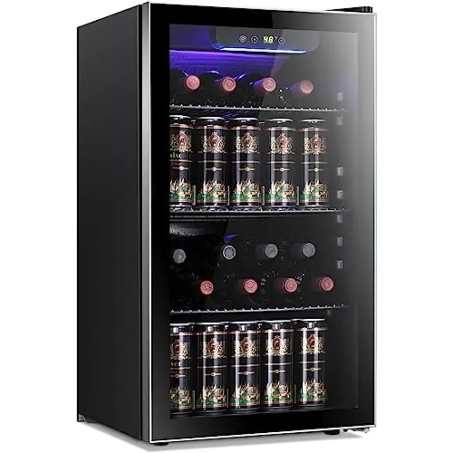 Wine Beer Cooler Fridge - 26 Bottle 130 Can Wine Cooler/Cabinet