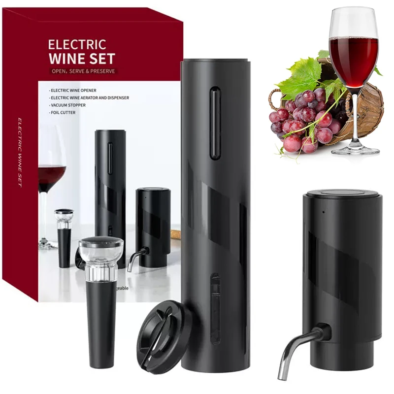 Decanter Aerator Set - USB Rechargeable 4-in-1 Electric Wine Opener