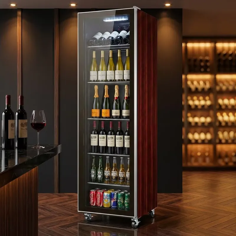 Wine Beer Cooler Fridge - YWM Certificate Rosewood Finish Single Glass