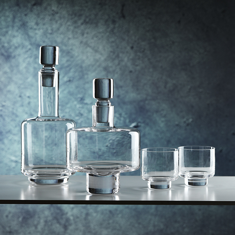 Decanter Aerator Set - Modern Minimal Textured Crystal Liquor Kit