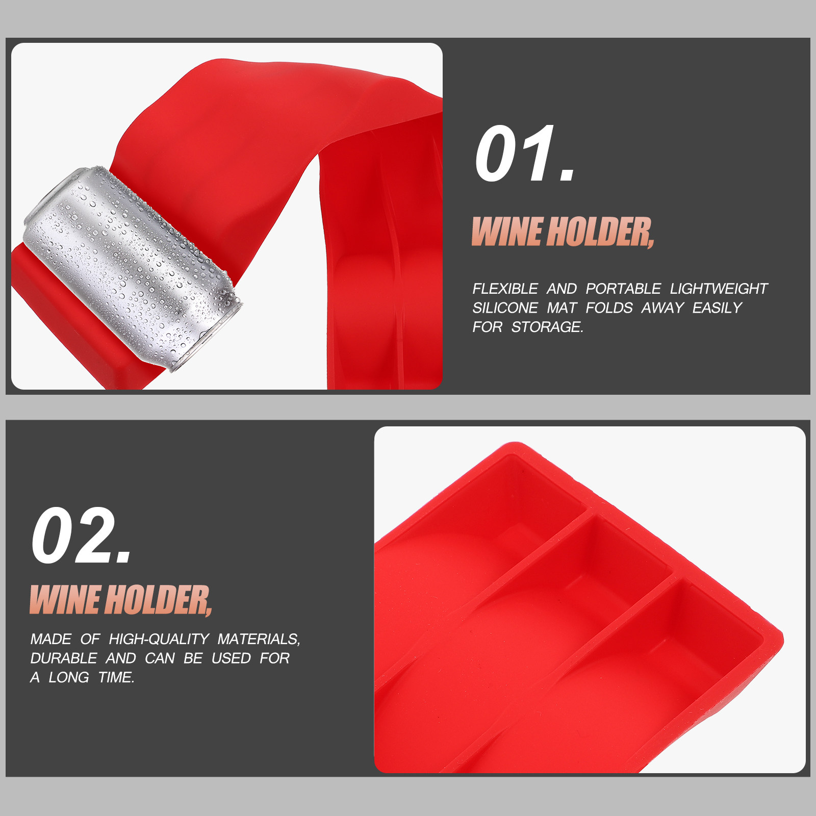 1Pcs Foldable Silicone Wine Bo - Wine Beer Red recension och pris