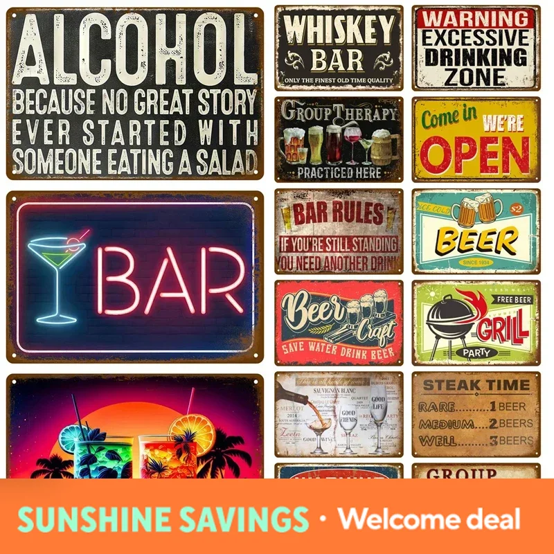 Metal Sign Whiskey Wine Alcoho - Wine Beer Pub recension och pris