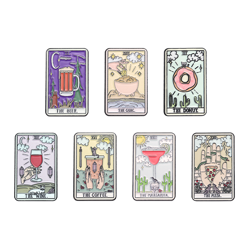 Food Tarot Enamel Pins Coffee  - Wine Beer Pizza recension och pris
