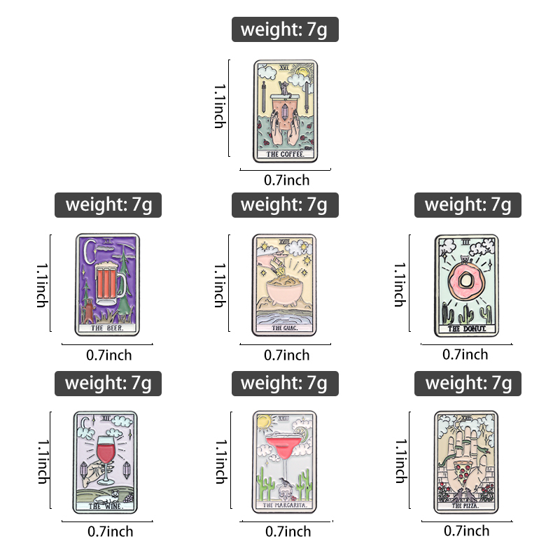 Food Tarot Enamel Pins Coffee  - Wine Beer Pizza recension och pris